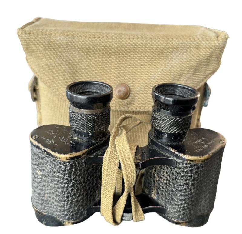 British 1937 Pattern Binocular Case & Binoculars  - Nice Used Condition
