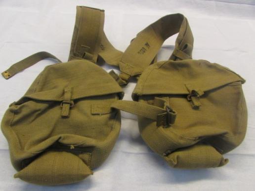 British (Airborne) Set Of Vickers K Drum Magazine Pouches 1944 And Carrying Straps - Mint Condition