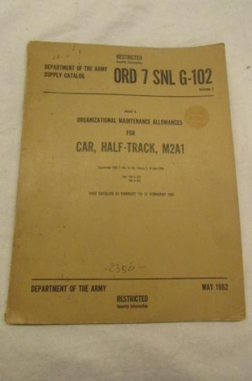 U.S. M21 Half Track Manual - Nice Used Condition