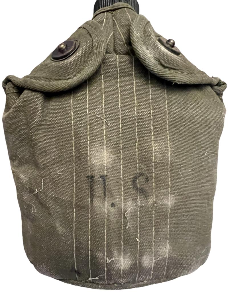 U.S. M1910 Canteen Cover & Canteen In OD Shade 1945 Dated - Nice Used Condition