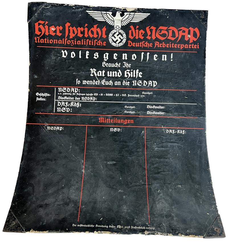 Extremely Rare NSDAP Public Announcement Board Executed In Cardboard - Nice Used Condition