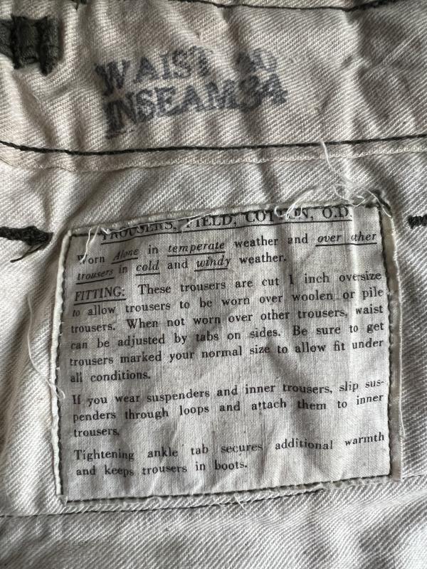 U.S. M43 i.e. Cotton Field Trousers 1944 - Nice Used Condition