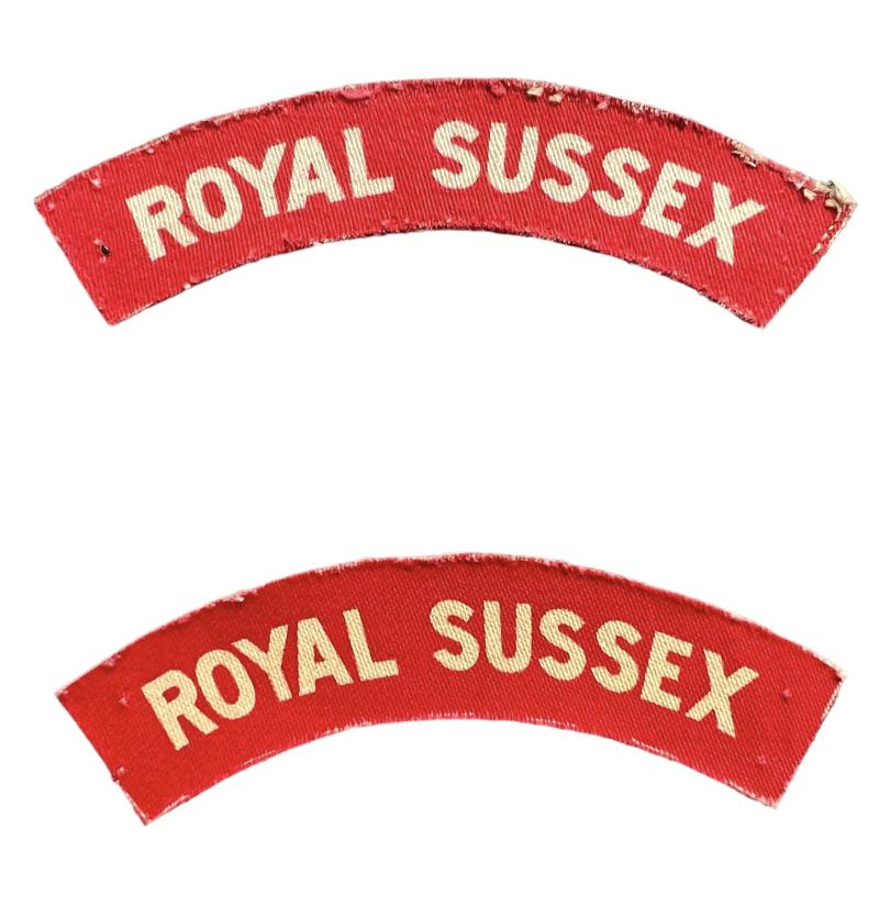British Royal Sussex Regiment Shoulder Titles - Stone Mint Condition