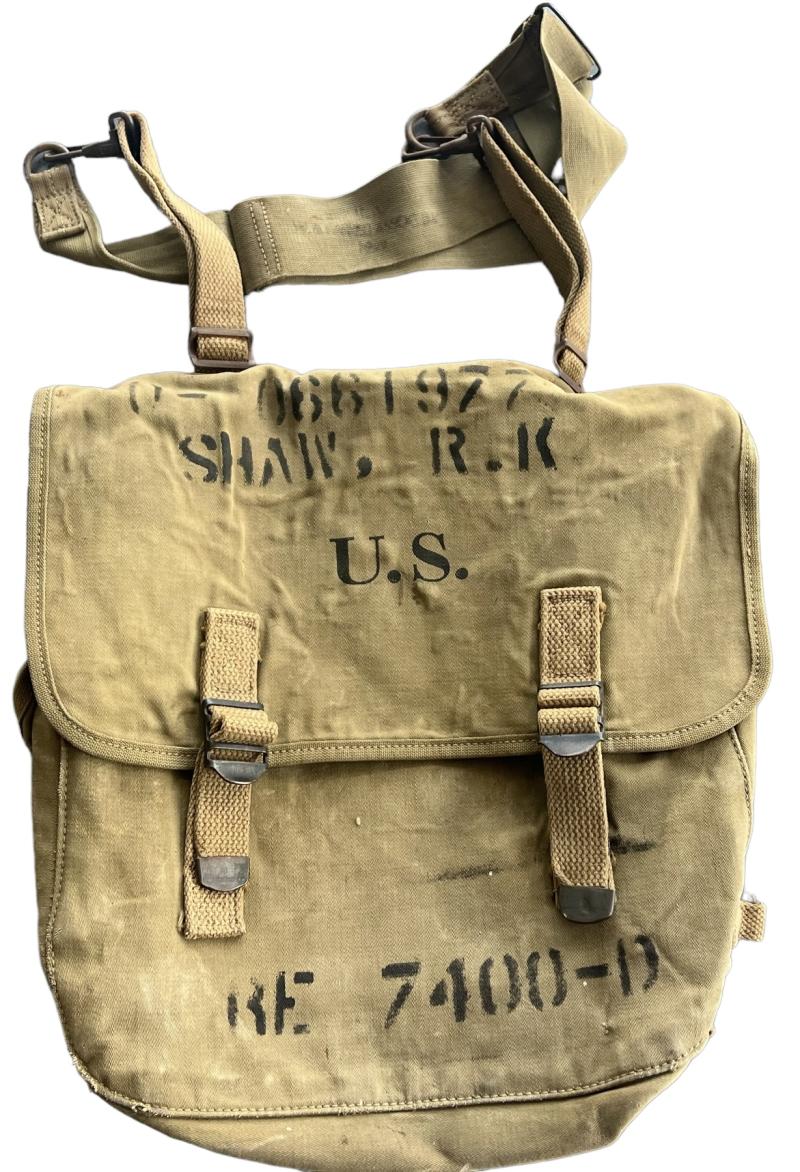U.S. M1936 Musset Bag 1942 And Carrying Sling Named - Nice Used Condition