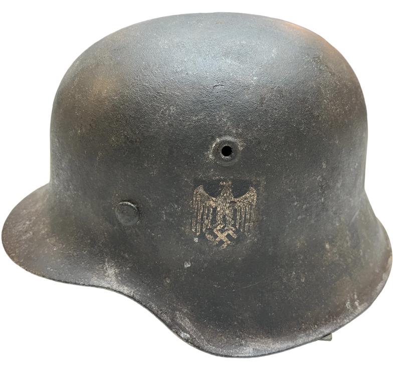 WH (Kriegsmarine) Double Decal M42 Steel Helmet - Nice Used Condition