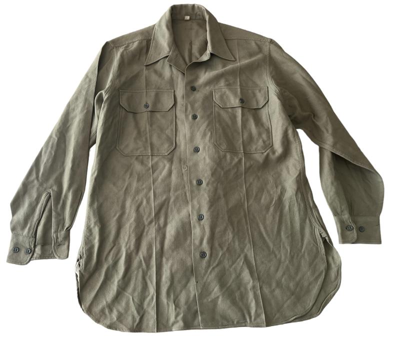 Clements Militaria | U.S. Olive Drab Flannel Shirt Sized 15 1/2 - 33 ...