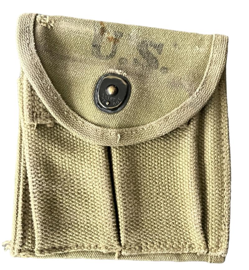 U.S. M1 Carbine Double Pocket Webbing Magazine Pouch 1945 - Nice Used Condition