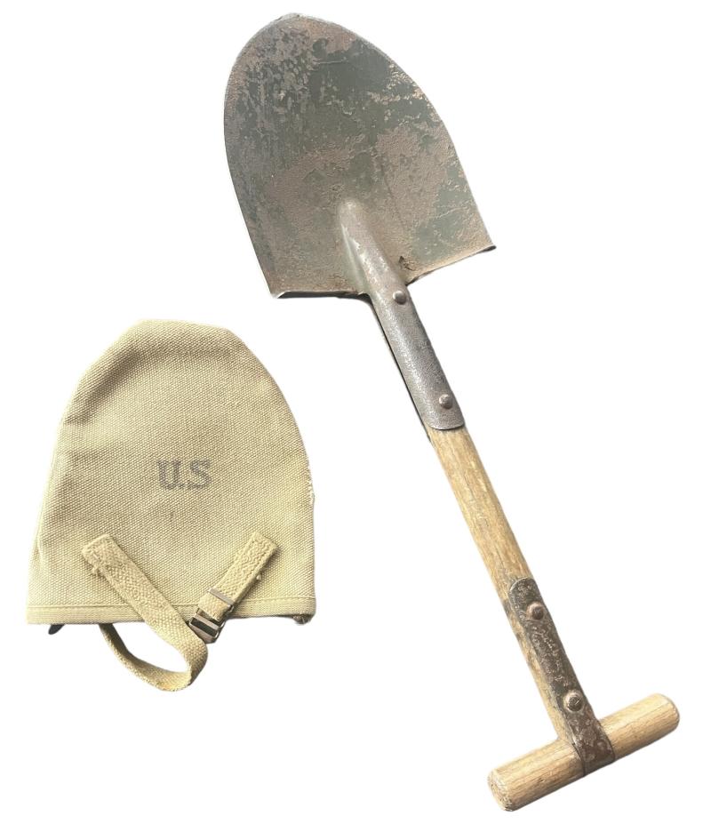 U.S. M1910 Intrenching Shovel i.e. T Shovel & Cover - Nice Used Condition