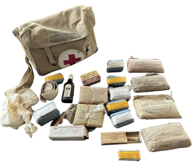 British (Airborne) Medic Shell Dressing Bag 1942 Complete With Contents - Nice Used Condition