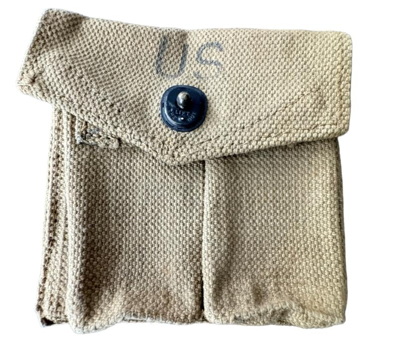 British Made U.S. M1 Carbine Double Pocket Webbing Magazine Pouch 1943 - Unissued Condition