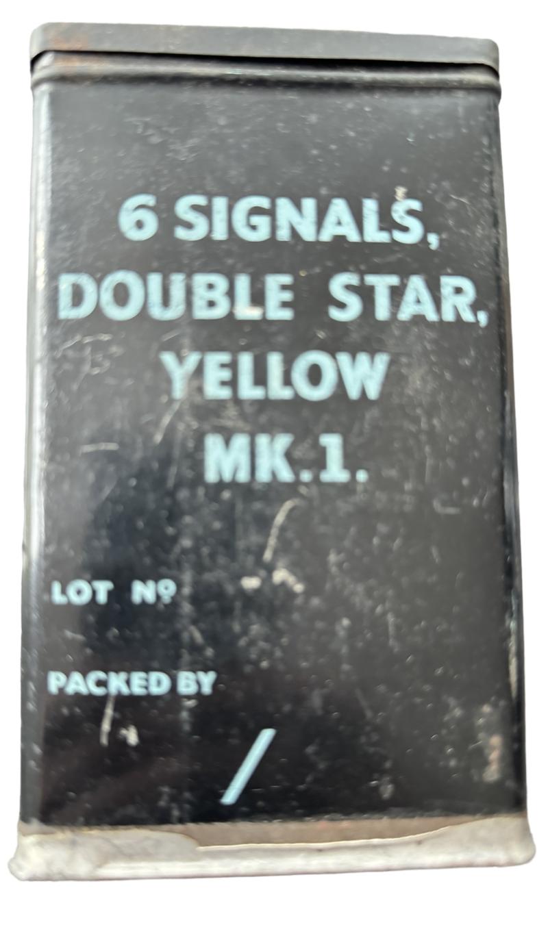 British Tin For Six Yellow Flare Signals - Nice Used Condition