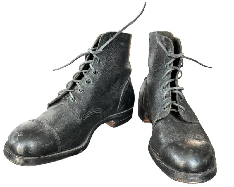 British Black Leather Ammo Boots 1944 Sized 8 - Mint Condition