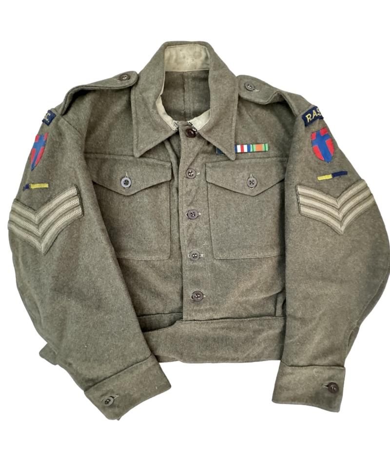 British 1940 Pattern Battle Dress Blouse To A 21st Army Group R.A.S.C. Sergeant - Named Nice Used Condition