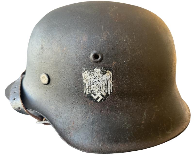 WH (Heer) M42 Single Decal Combat Helmet - Nice Used Condition