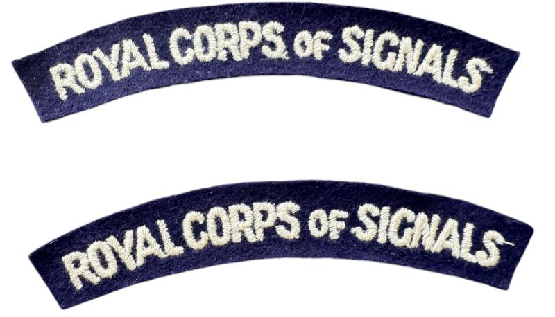 Pair Off British Royal Corps of Signals Embroided Shoulder Titles - Unissued Condition