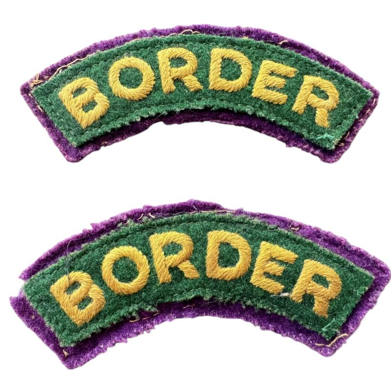 Extremely Rare Embroided Pair Off (Airborne)  Border Regiment Shoulder Titles - Nice Used Condition