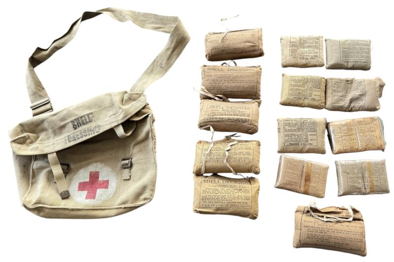 British (Airborne) Medic Shell Dressing Bag 1943 Complete With Contents - Nice Used Condition