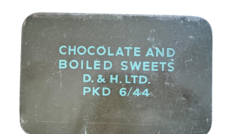 British Ration Tin Chocolate And Boilied D.&H. Ltd and dated June 1944 - Nice Used Condition