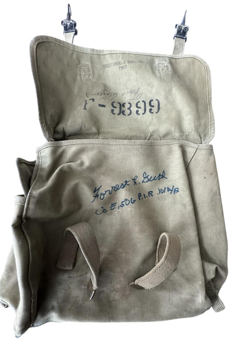 U.S. M1936 Musset Bag 1943 Signed By Forest Guth (Easy Company) - Nice Used Condition