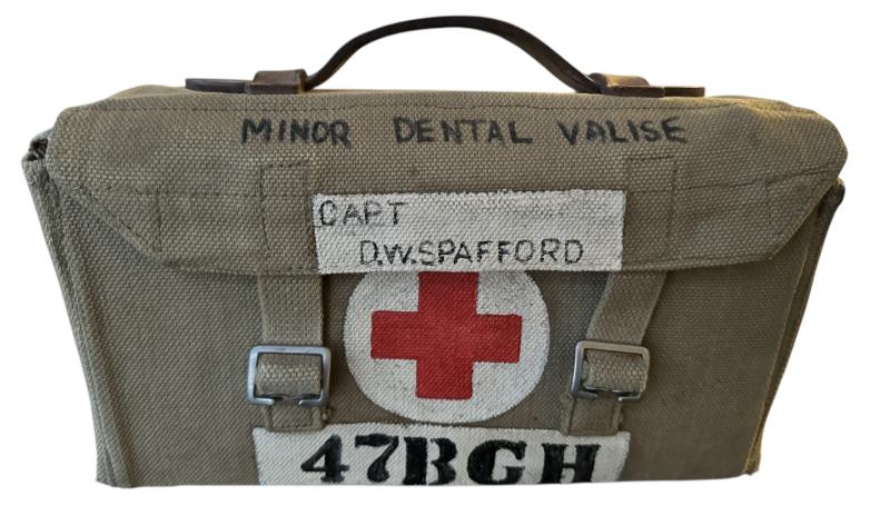 British Dental Valise, Documents And Miscellaneous Equipment Named To Capt. D.W. Spafford - Nice Used Condition