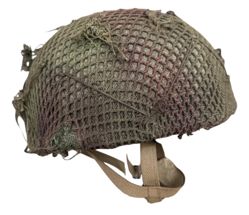 British (Airborne) MK3 Paratrooper Combat Helmet 1943 With Original Mounted Netting & Camouflage - Nice Used Condition