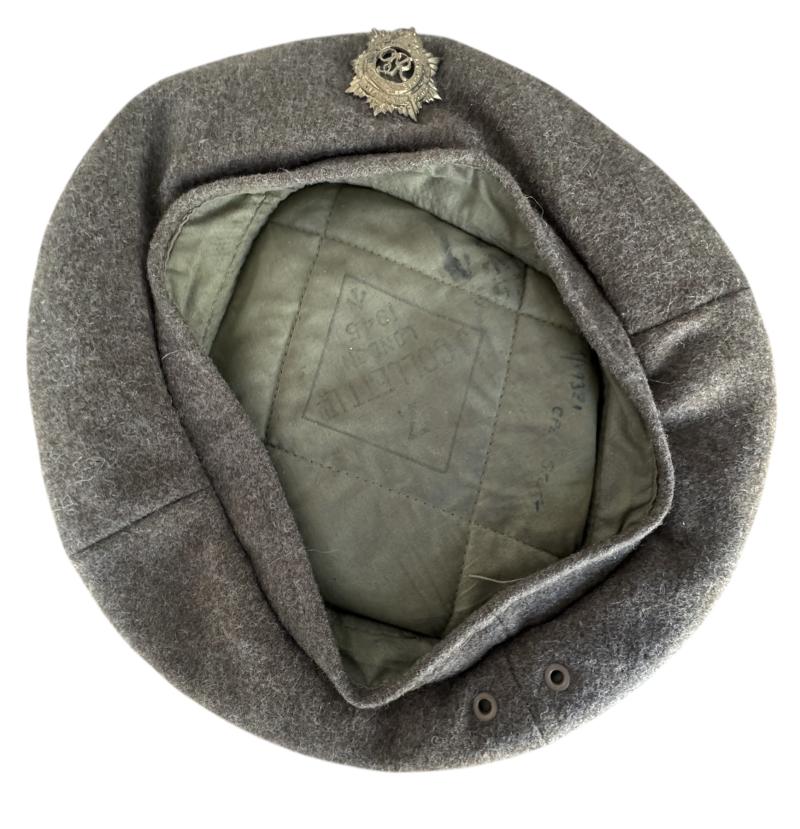 British Khaki General Service Beret Royal Army Service Corps  Badged - Nice Used Condition