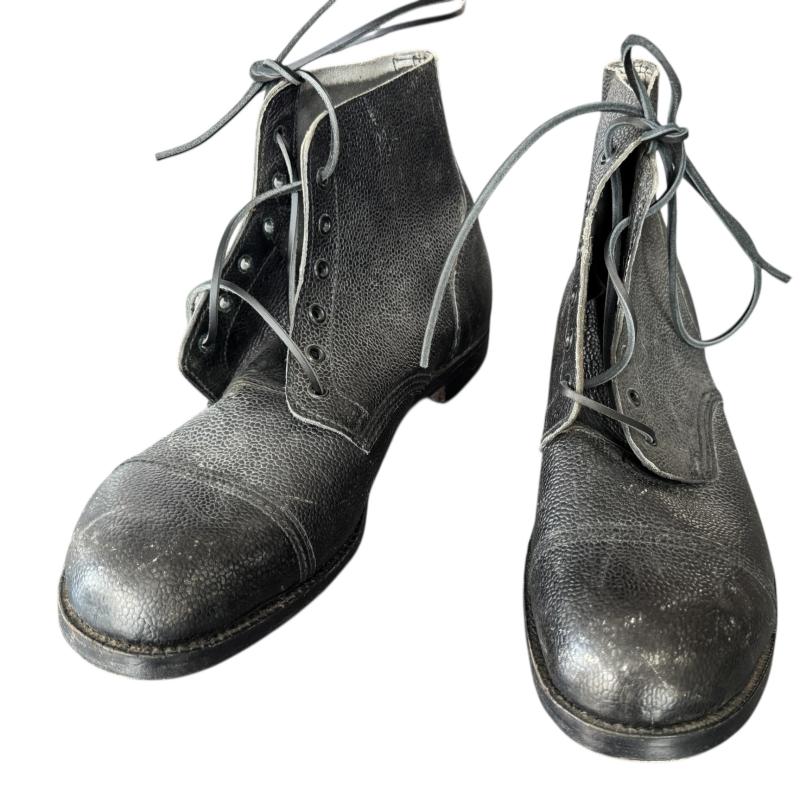 British Black Leather Ammo Boots 1940 Sized 12 - Mint Condition