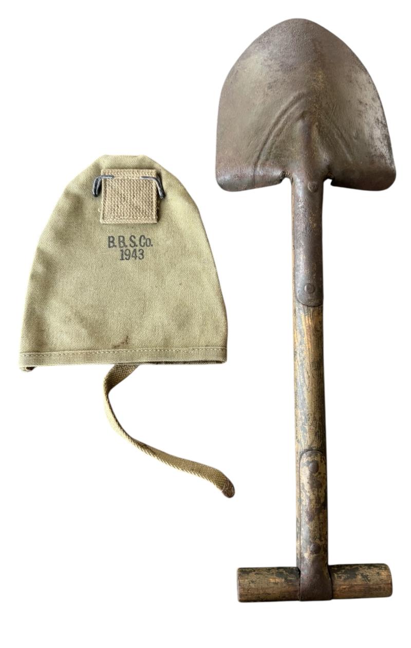 U.S. M1910 Intrenching Shovel i.e. T Shovel & Cover - Nice Used Condition