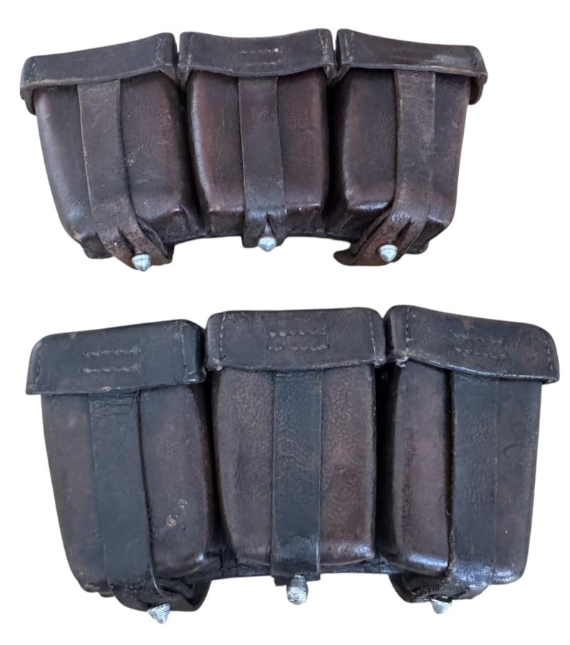 WH (Heer) Pair Of Brown K98 Ammo Pouches - Nice Used Condition