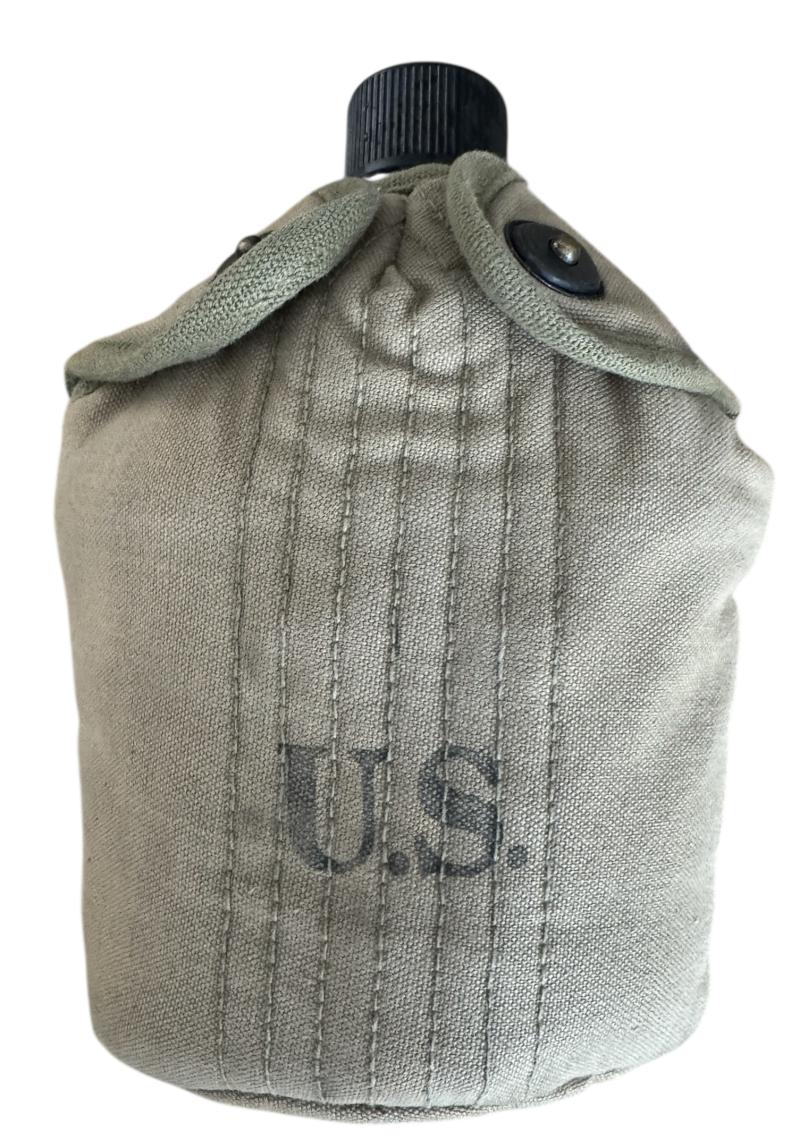 U.S. (Airborne) M-1941 Mounted Canteen Cover 1943 And 1942 Canteen & Cup - Nice Used Condition