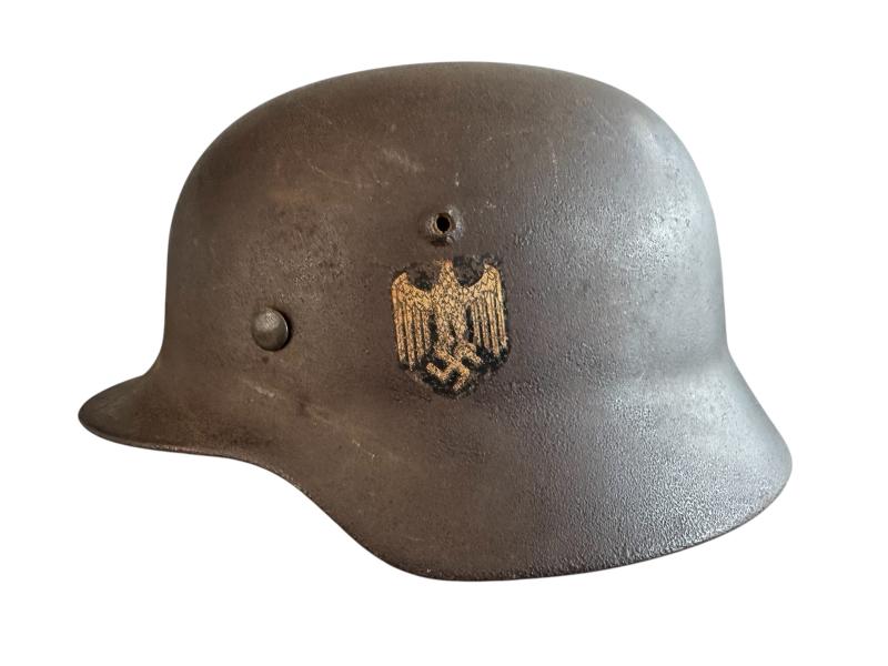 WH (Heer) M35 Double Decal Combat Helmet Shell - Nice Used Condition