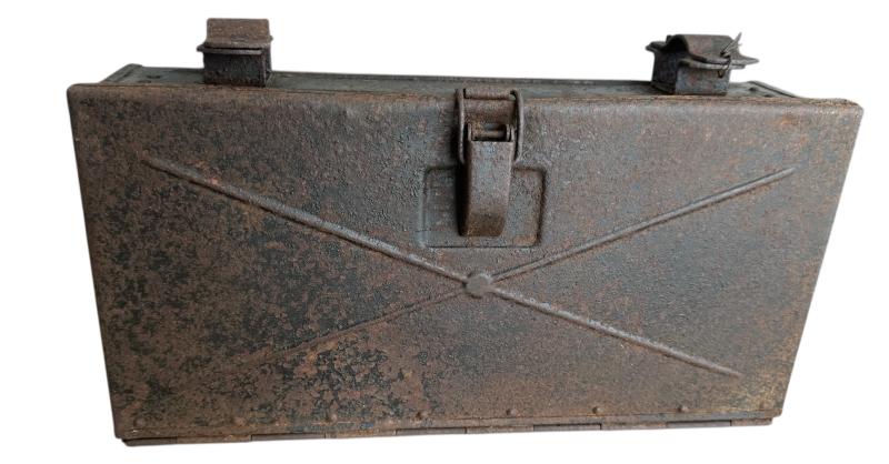 Wehrmacht Bicycle Grenade Box (Munitionskasten für Truppenfahrrad). The black metal box is missing the inner-frame. - Nice Used Condition
