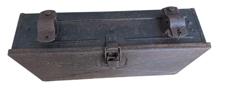 Wehrmacht Bicycle Grenade Box (Munitionskasten für Truppenfahrrad). The black metal box is missing the inner-frame. - Nice Used Condition