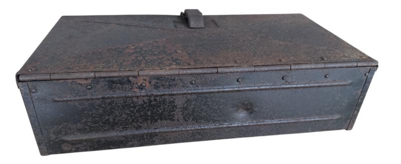 Wehrmacht Bicycle Grenade Box (Munitionskasten für Truppenfahrrad). The black metal box is missing the inner-frame. - Nice Used Condition
