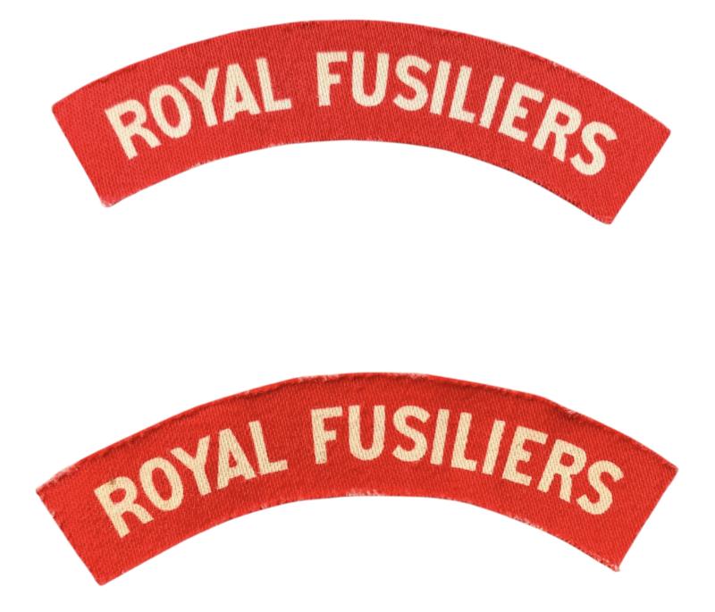 British Royal Fusilers Printed Shoulder Titles - Unissued Condition
