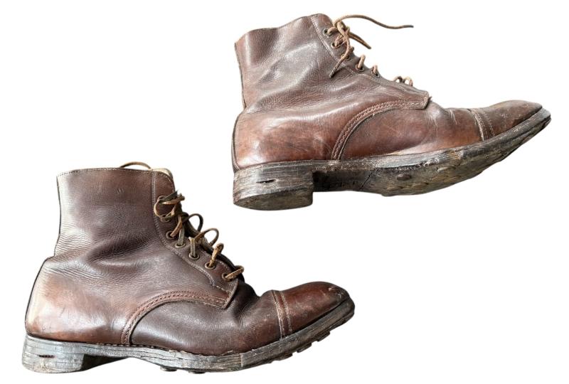 British Brown Leather Officers Boots 1941 - Nice Used Condition
