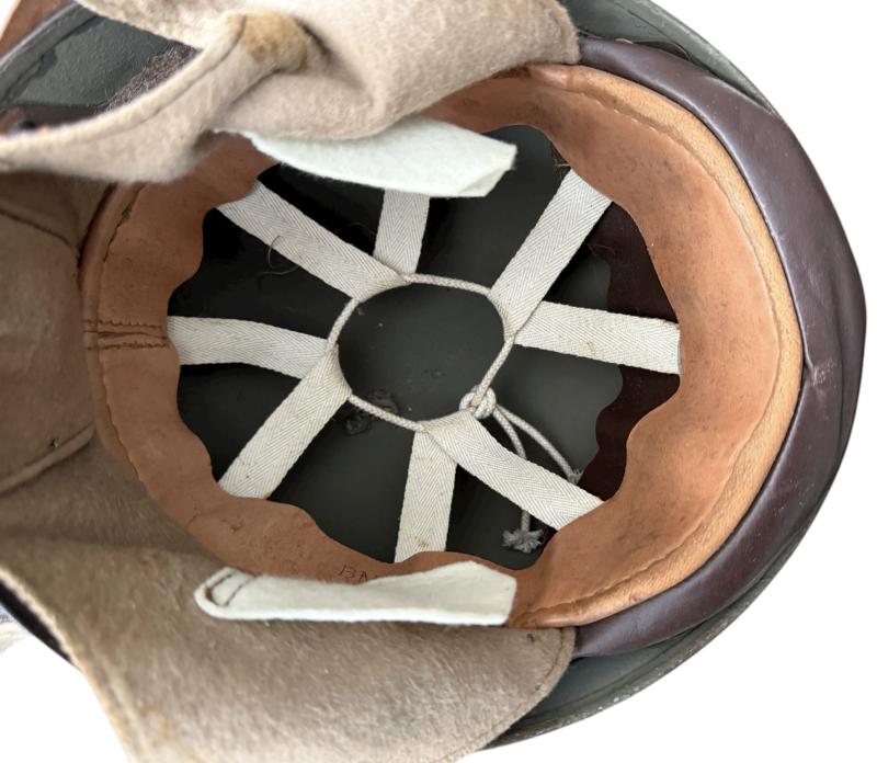 British Dispatch Riders i.e. Motorcyclist Helmet Large Size Size 7 1/4 Dated 1943 - Nice Used Condition