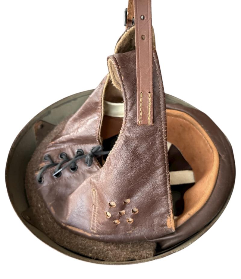 British Dispatch Riders i.e. Motorcyclist Helmet Large Size Size 7 1/4 Dated 1943 - Nice Used Condition