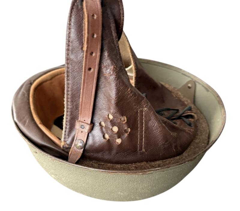 British Dispatch Riders i.e. Motorcyclist Helmet Large Size Size 7 1/4 Dated 1943 - Nice Used Condition