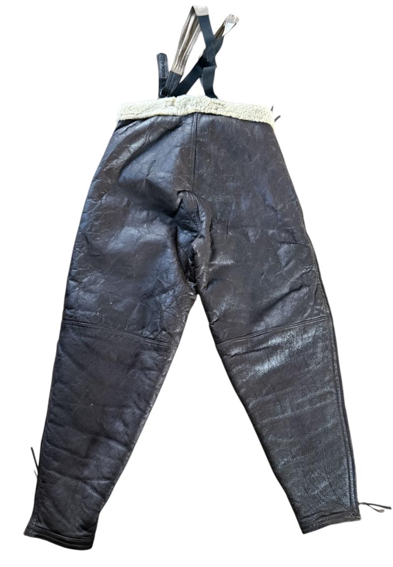 US Navy Aero Leather Flyers Flight Trousers M-446A Pants HLB Corp. 42 WWII - Nice Used Condition