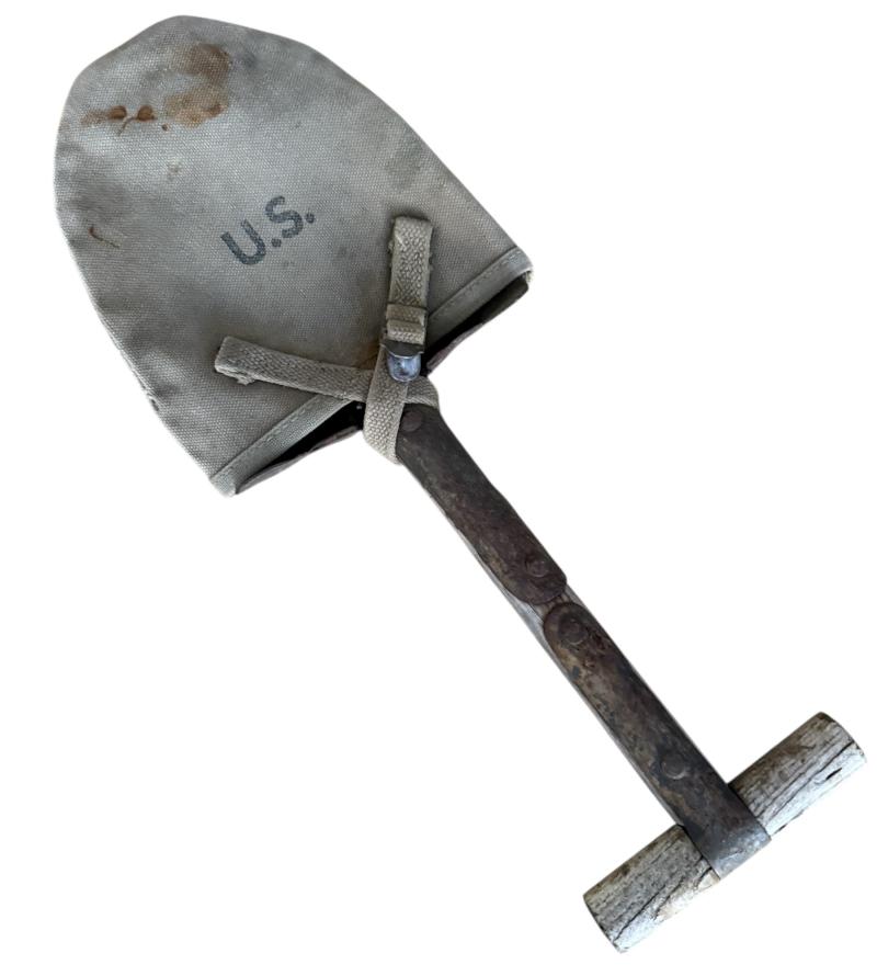 U.S. (Airborne) M-1910 Shortened T-Shovel & Cover - Nice Used Condition