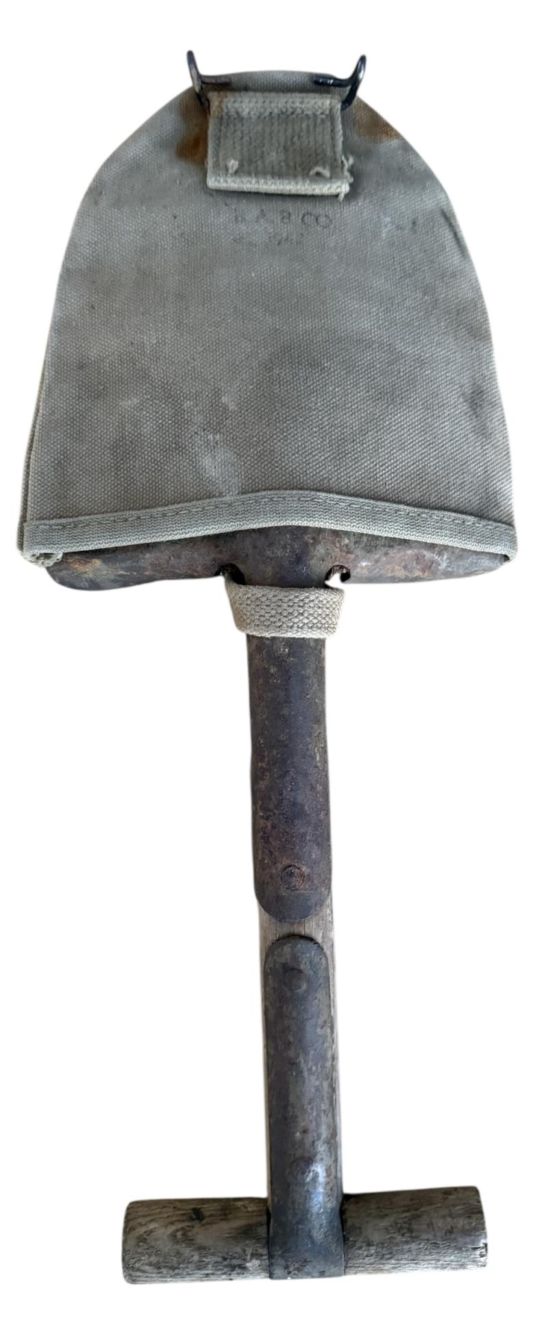 U.S. (Airborne) M-1910 Shortened T-Shovel & Cover - Nice Used Condition