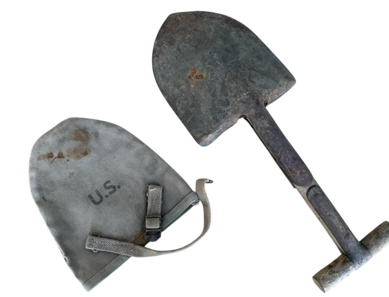 U.S. (Airborne) M-1910 Shortened T-Shovel & Cover - Nice Used Condition