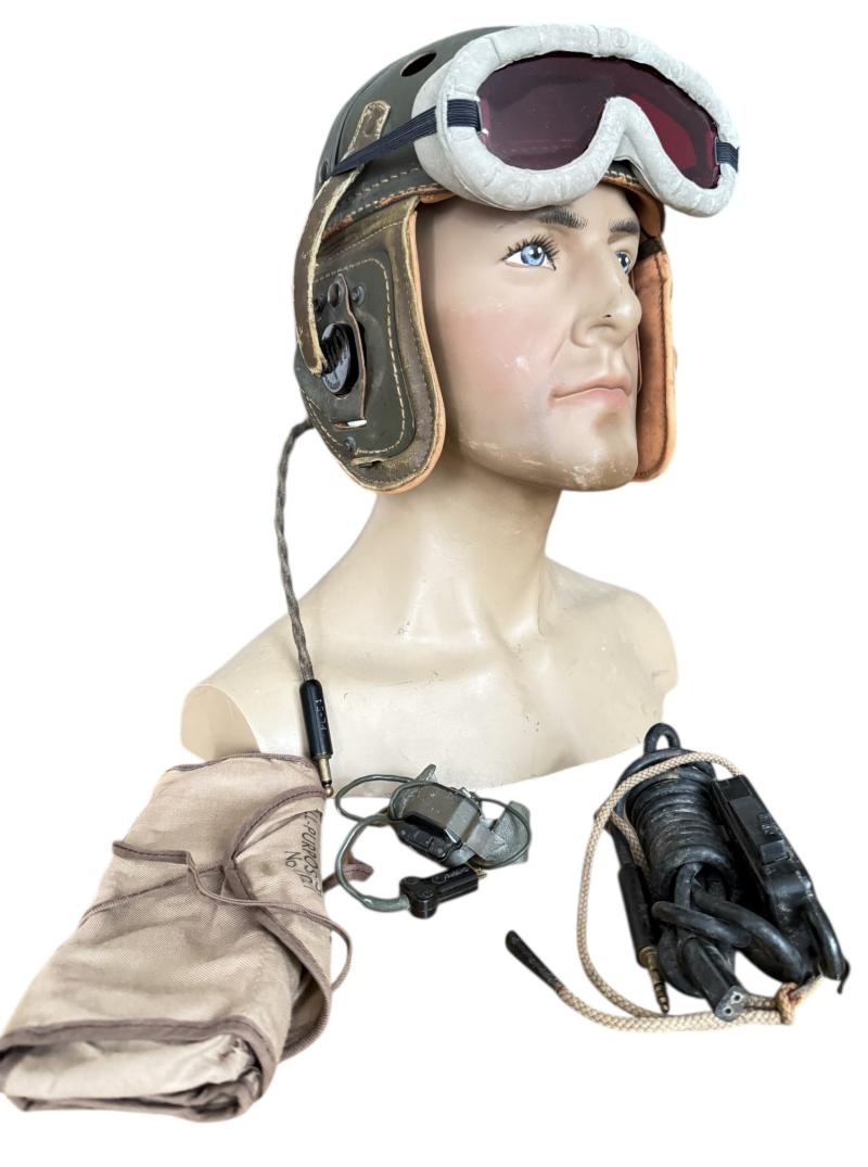 U.S. Tank i.e. Crash Helmet Complete With Earphones And Goggles - Nice Used Condition