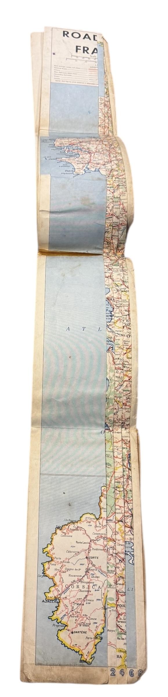 U.S. (Airborne/Engineers) France Road Map 1944 - Nice Used Condition