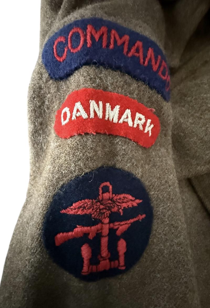 British 1937 Pattern Battle Dress Mounted To A Commando of Danish Nationality - Nice Used Condition