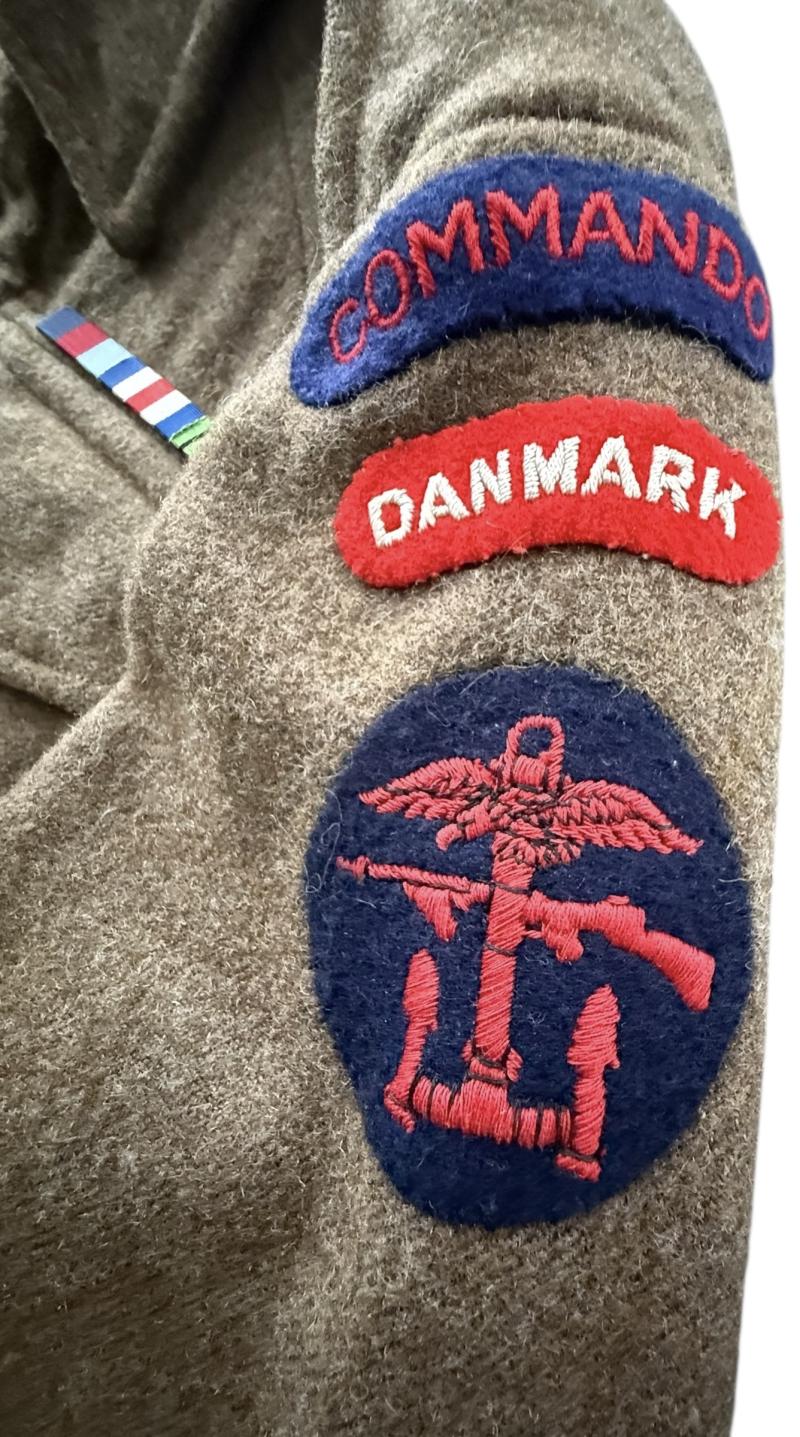 British 1937 Pattern Battle Dress Mounted To A Commando of Danish Nationality - Nice Used Condition