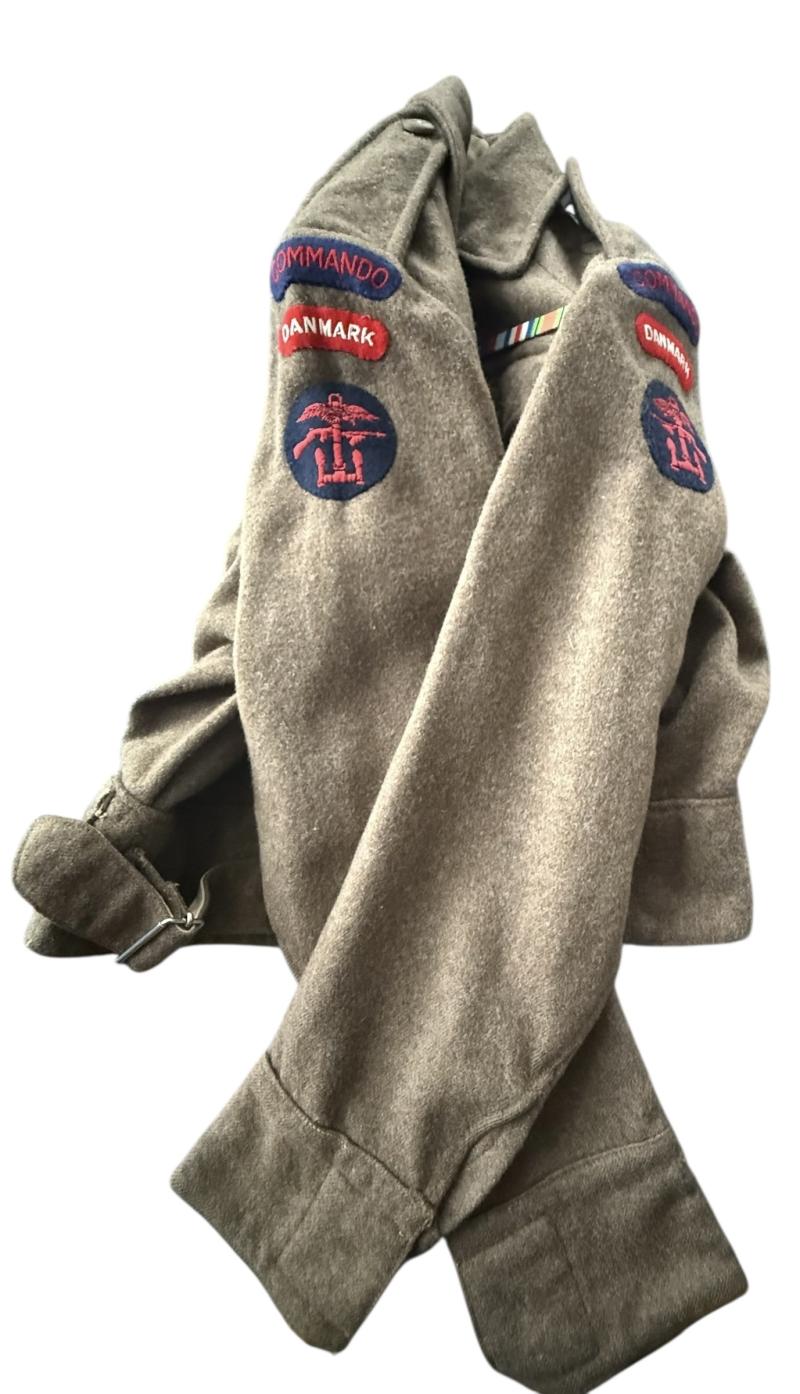 British 1937 Pattern Battle Dress Mounted To A Commando of Danish Nationality - Nice Used Condition