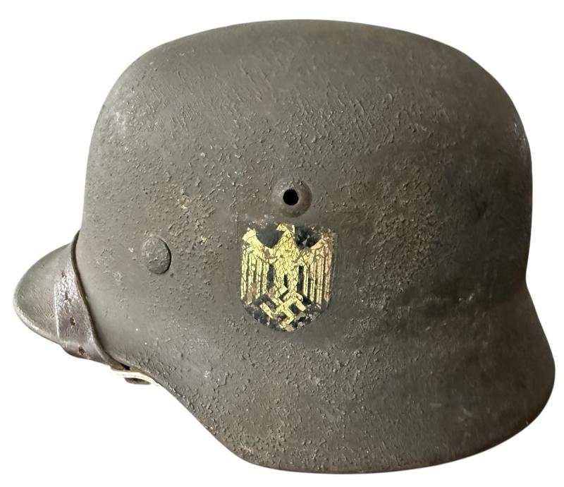 WH (Heer) M35  Double Decal Camouflaged Helmet - Nice Used Condition