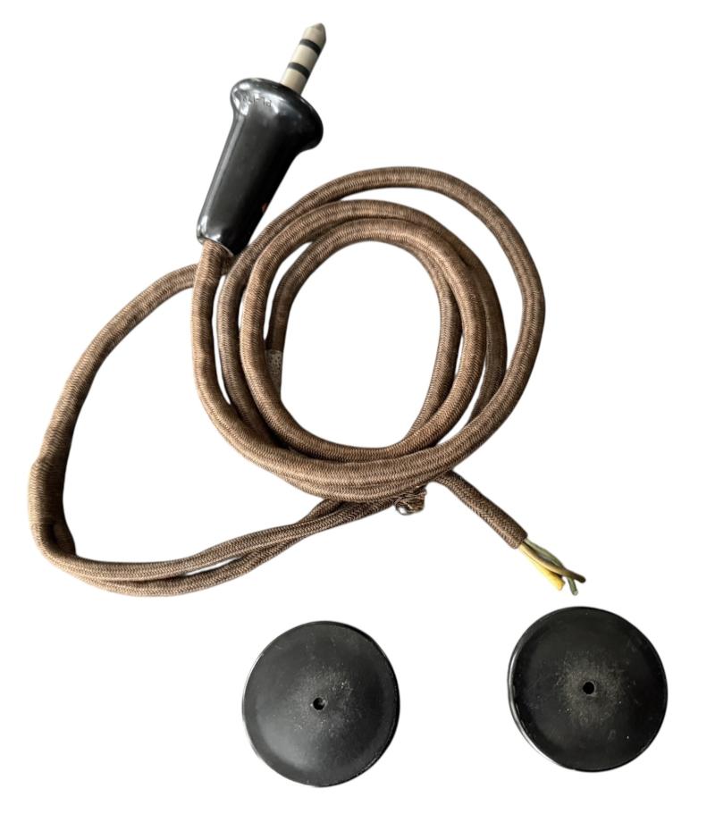 British Royal Air Force and/or Glider Pilot Earphones & Wiring Loom - Nice Used Condition